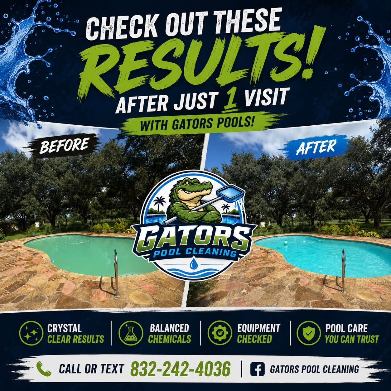Clean pool before and after service